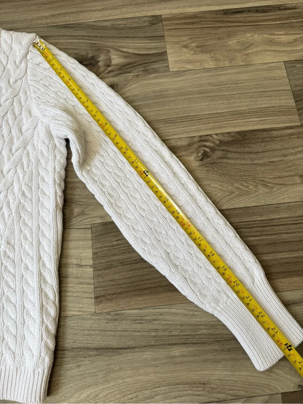 NWT J. Crew Diagonal Cable Knit Sweater in Salt Spray White Cotton Size Medium
